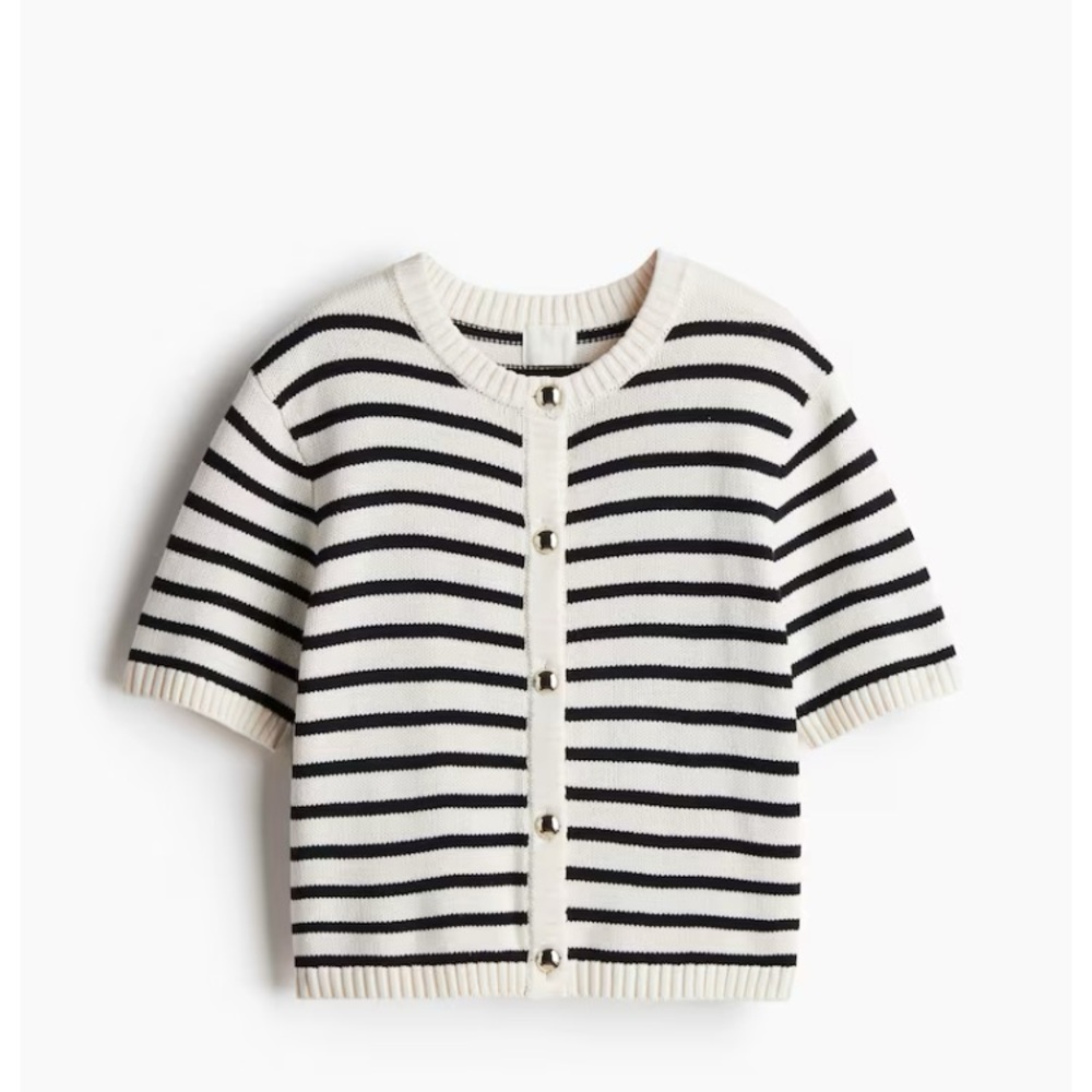 H&M Black and White Striped Cardigan